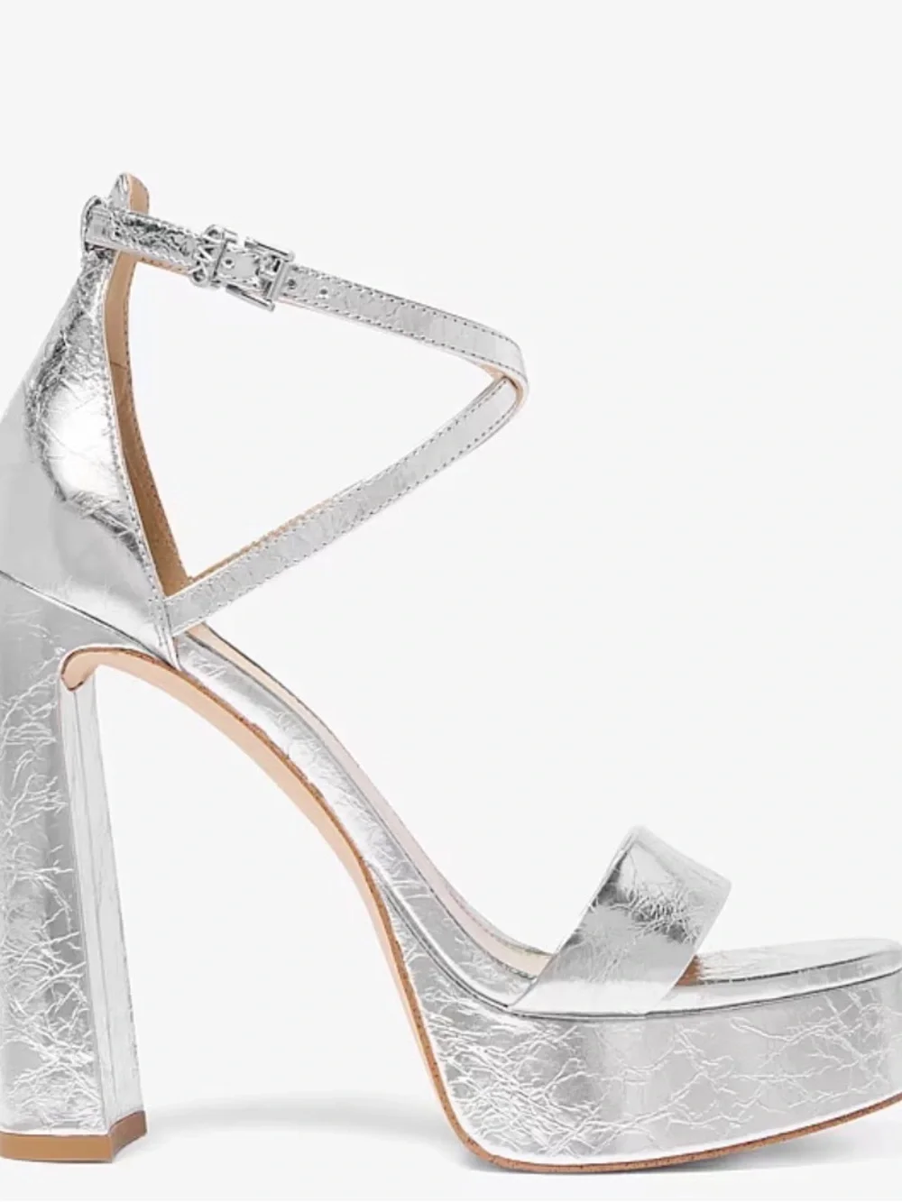 MICHAEL Michael Kors Cami Crackled Metallic Leather Platform Sandal